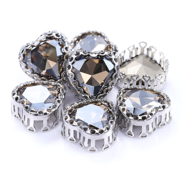 Satin Maxi Heart Shape High-Quality Glass Sew-on Nest Hollow Claw Rhinestones WholesaleRhinestone