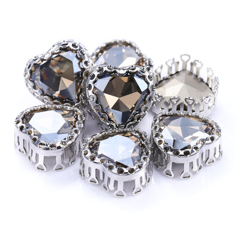Satin Maxi Heart Shape High-Quality Glass Sew-on Nest Hollow Claw Rhinestones