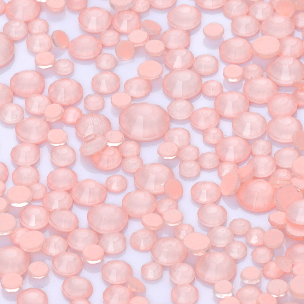 Mixed Sizes Neon Peach Pink Glass Flat Back Rhinestones For Nail Art WholesaleRhinestone