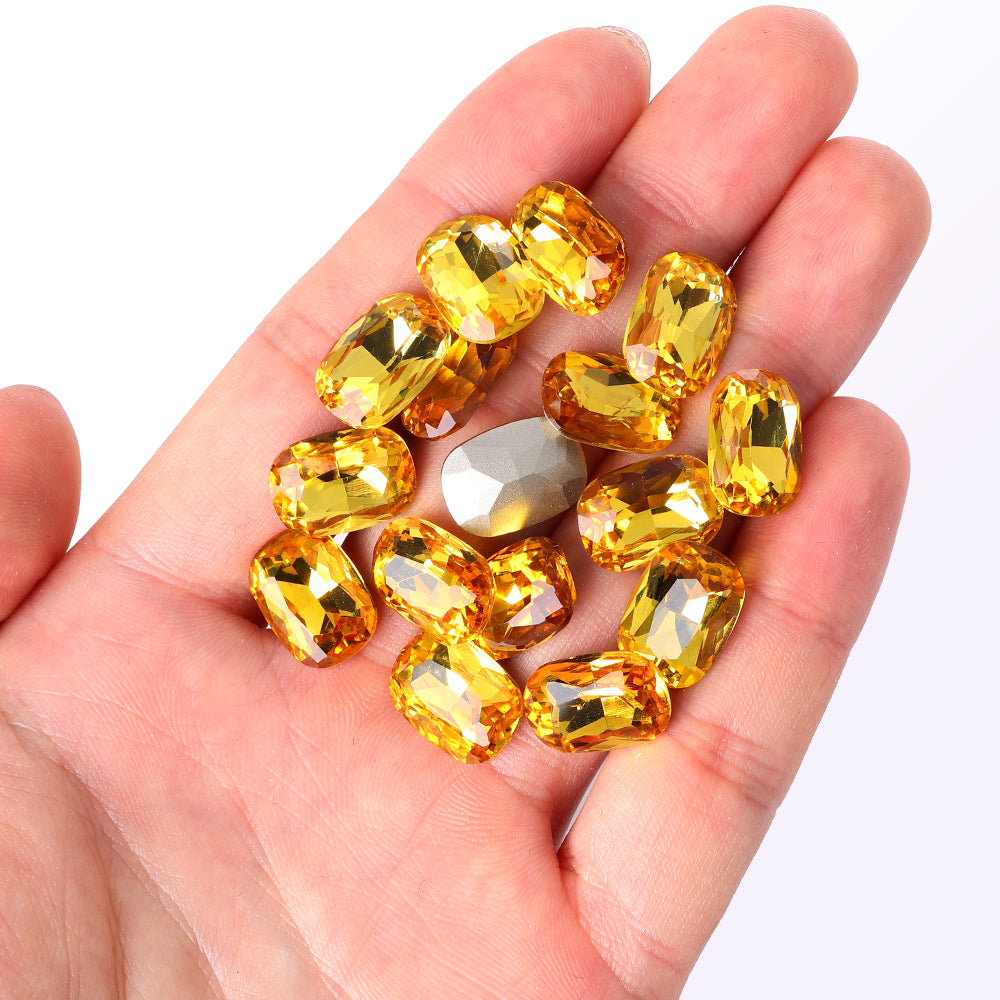 Light Topaz Cushion Shape High Quality Glass Pointed Back Fancy Rhinestones Secondary image
