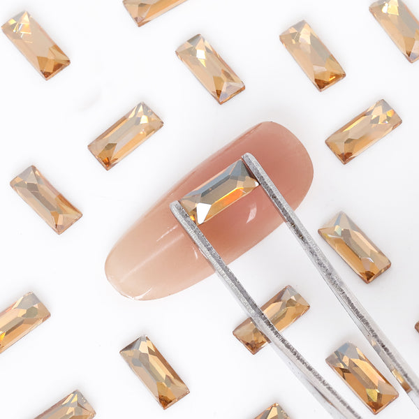 Rectangle Shape Golden Shadow Flat Back Fancy Rhinestones