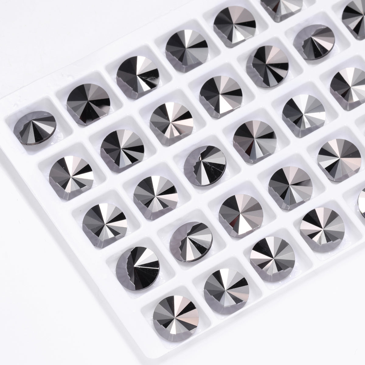Jet Metallic Silver Rivoli Shape High Quality Glass Pointed Back Fancy Rhinestones WholesaleRhinestone
