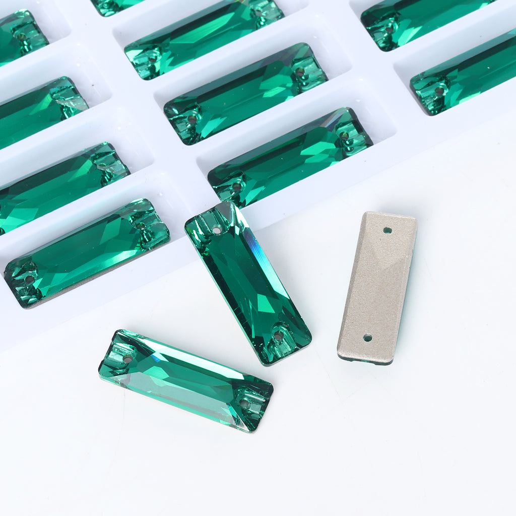 Emerald Cosmic Baguette Shape High Quality Glass Sew-on Rhinestones WholesaleRhinestone