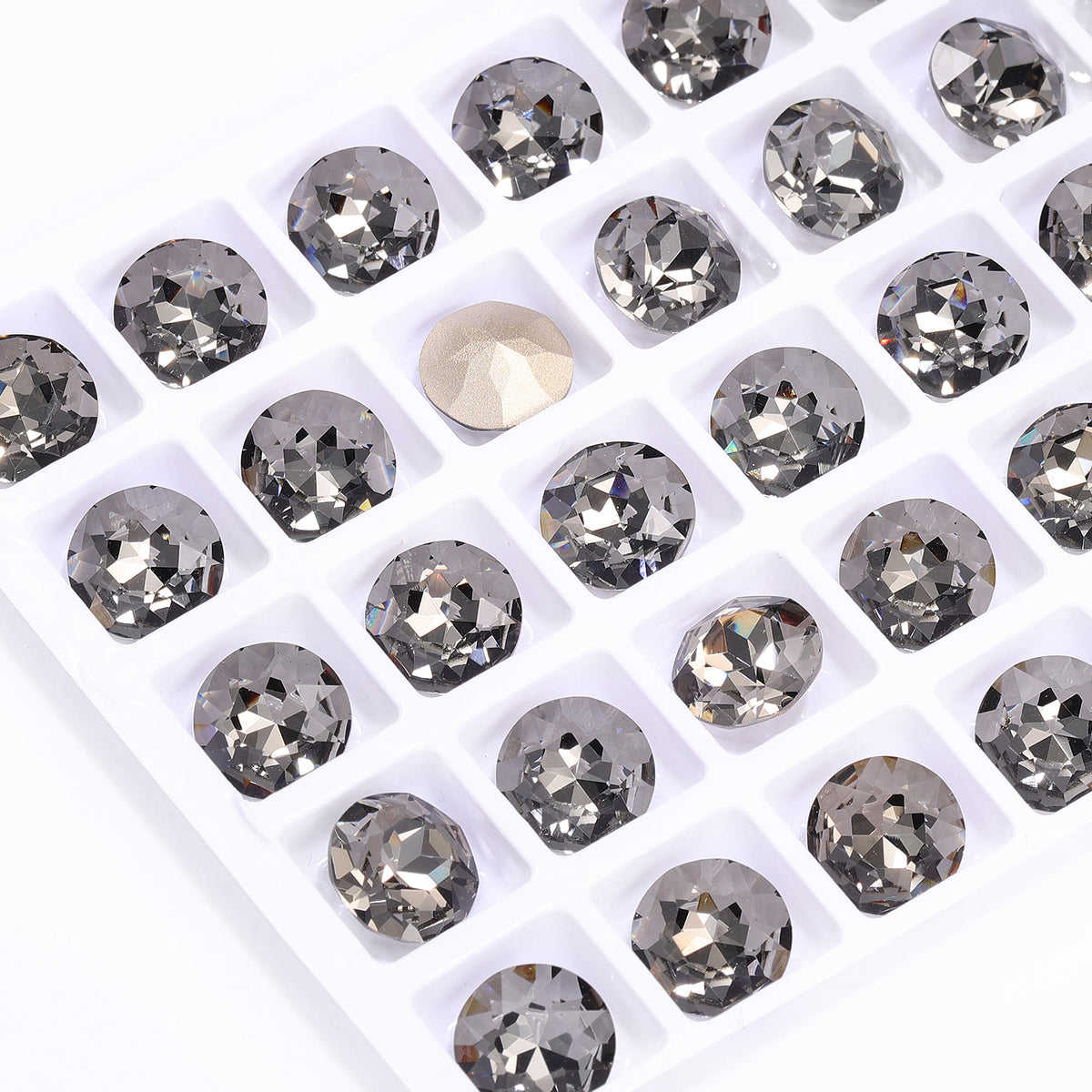 Black Diamond Gemstone Flower Shape High Quality Glass Pointed Back Fancy Rhinestones WholesaleRhinestone