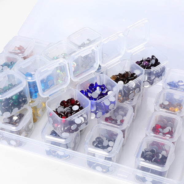 28-Color Basic Mix Glass Rhinestones Kit – Flatback Gems for Nail Art & Crafts, Silver Foil Back, Assorted Solid Shades WholesaleRhinestone