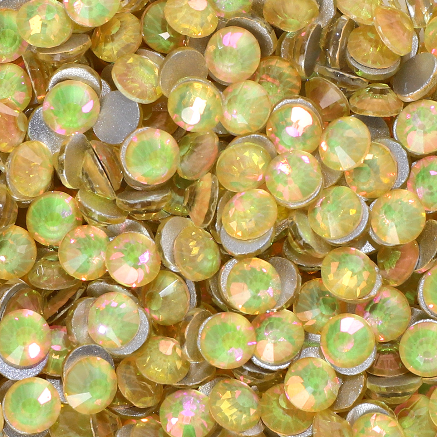 Blinkende ørken gul glas fladback rhinestones sølv tilbage Sekundært billede