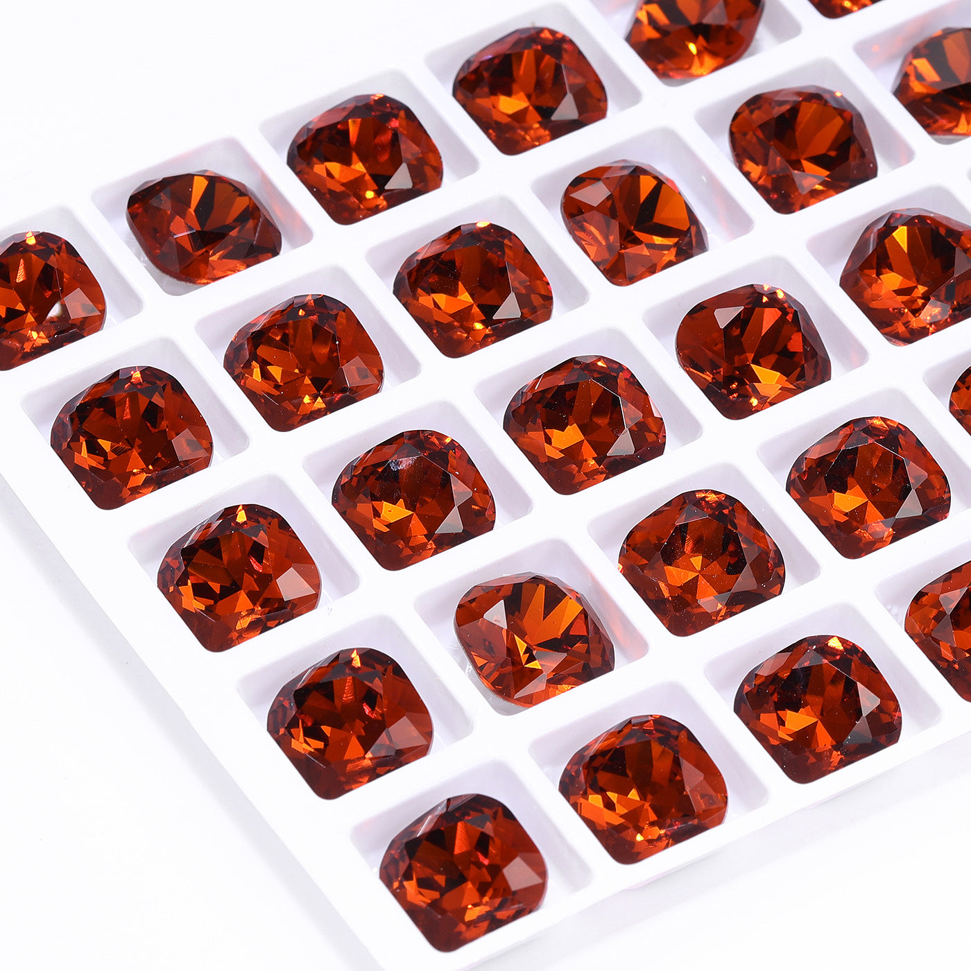 Tangerine Cushion Square Shape High Quality Glass Pointed Back Fancy Rhinestones Secondary image