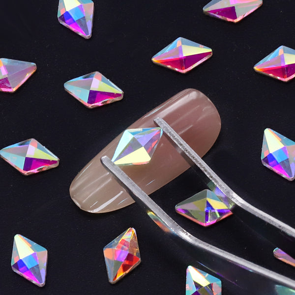 Rhombus Shape Crystal AB Flat Back Fancy Rhinestones