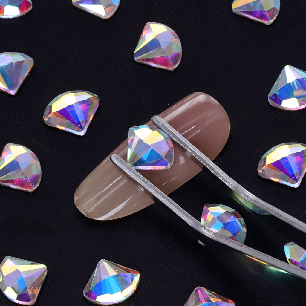 Sector Shape Crystal AB Flat Back Fancy Rhinestones