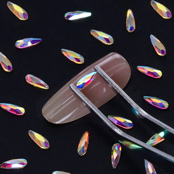 Raindrop Shape Crystal AB Flat Back Fancy Rhinestones