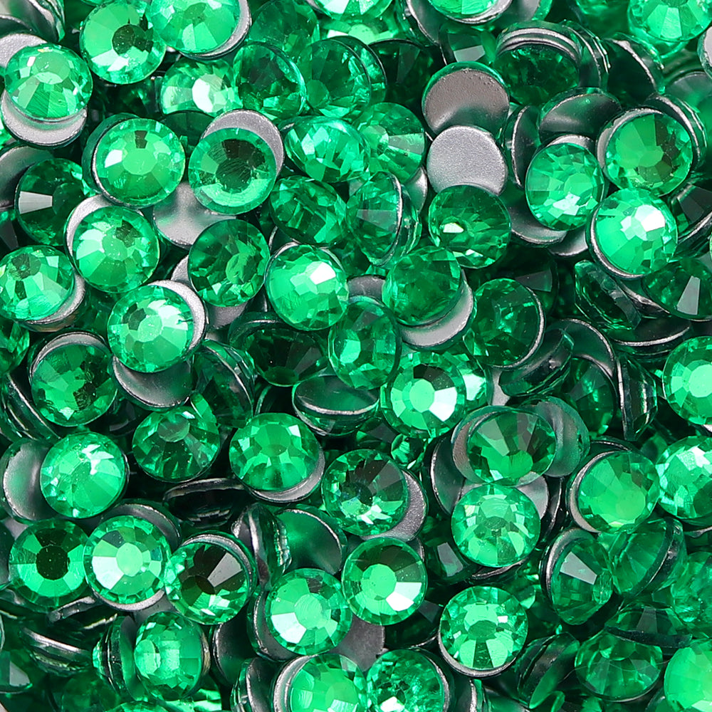 Grasgrün -Glas Flachback -Strass Silber Rücken Zweitbild