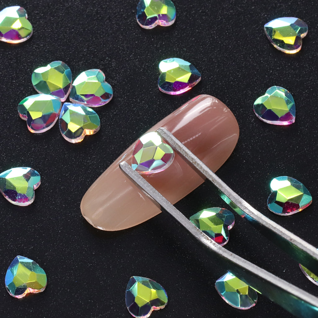 Heart Shape Crystal AB Unfoiled Flat Back Fancy Rhinestones