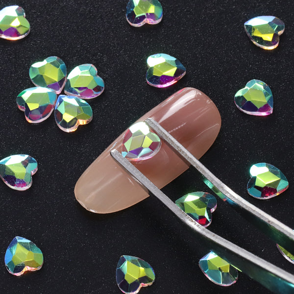 Heart Shape Crystal AB Unfoiled Flat Back Fancy Rhinestones
