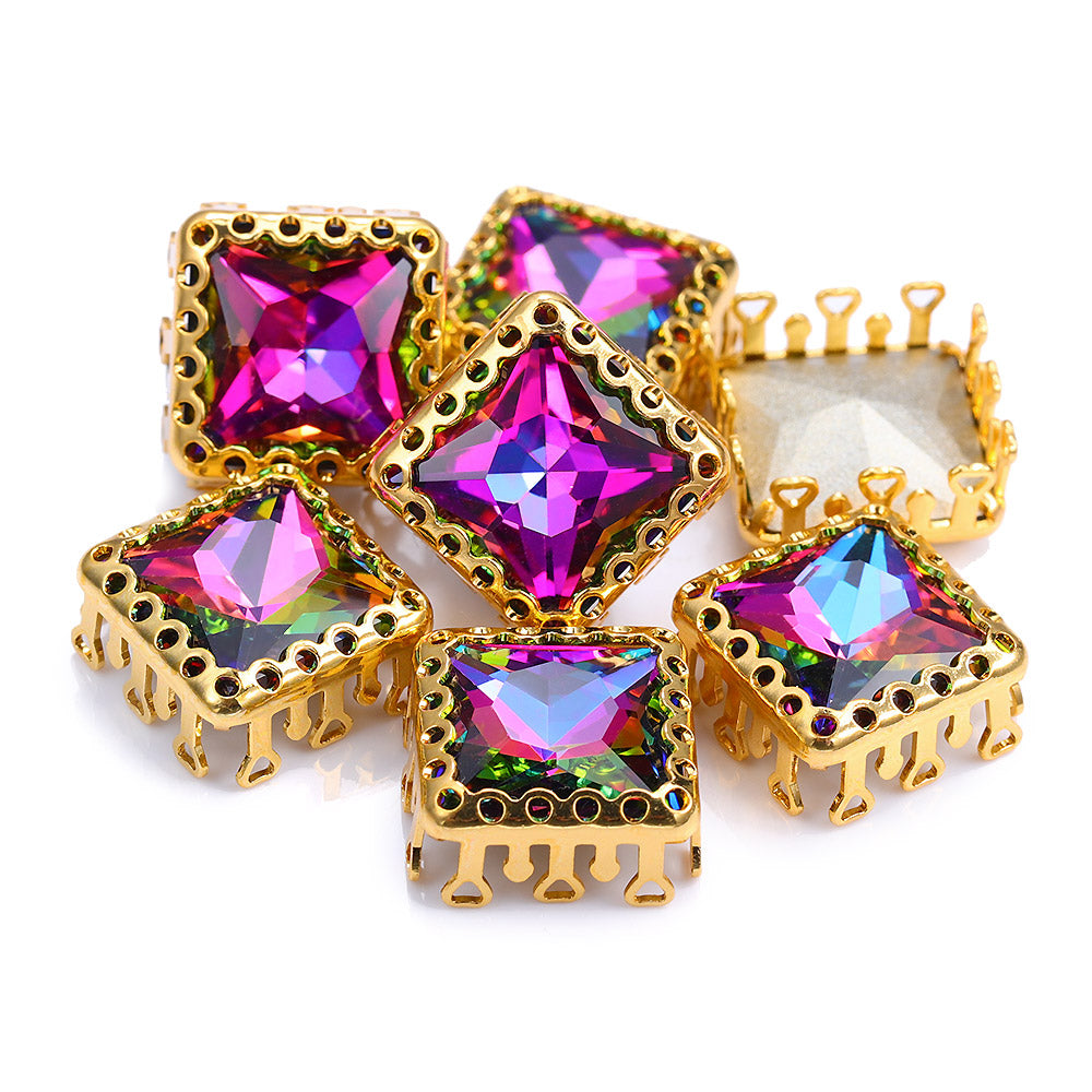 Volcano Princess Square Shape High-Quality Glass Sew-on Nest Hollow Claw Rhinestones WholesaleRhinestone メイン画像
