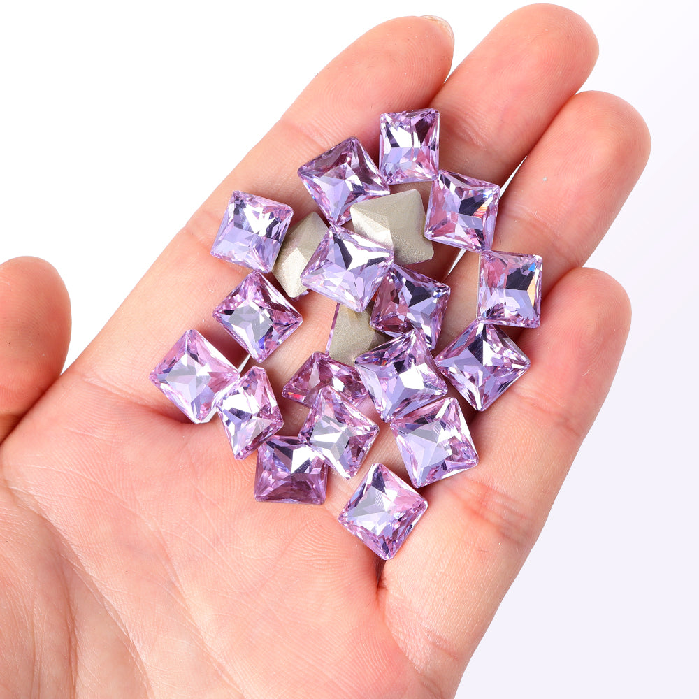 Violet Princess Square Shape High Quality Glass Pointed Back Fancy Rhinestones Secondary image