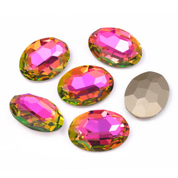 Vitrail Rose Big Oval Shape High Quality Glass Pointed Back Fancy Rhinestones WholesaleRhinestone