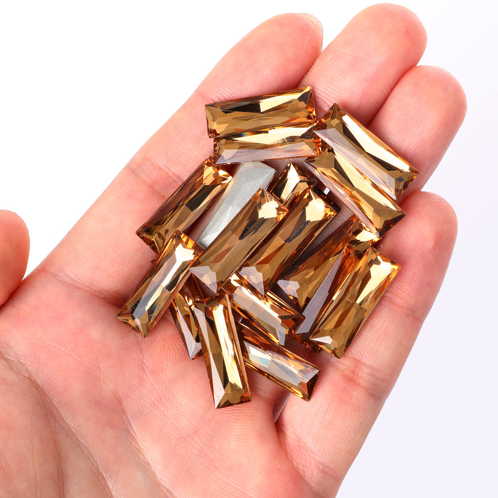Light Smoked Topaz Princess Baguette Shape High Quality Glass Pointed Back Fancy Rhinestones WholesaleRhinestone