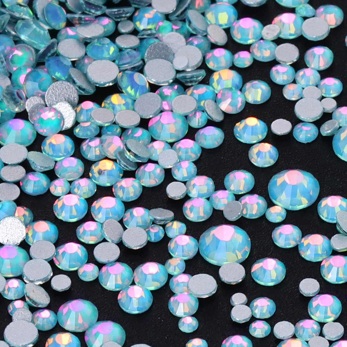 Small Blue Rhinestones Mixed Sizes Crystal Tiffany Blue Glass FlatBack Rhinestones For Nail A ...
