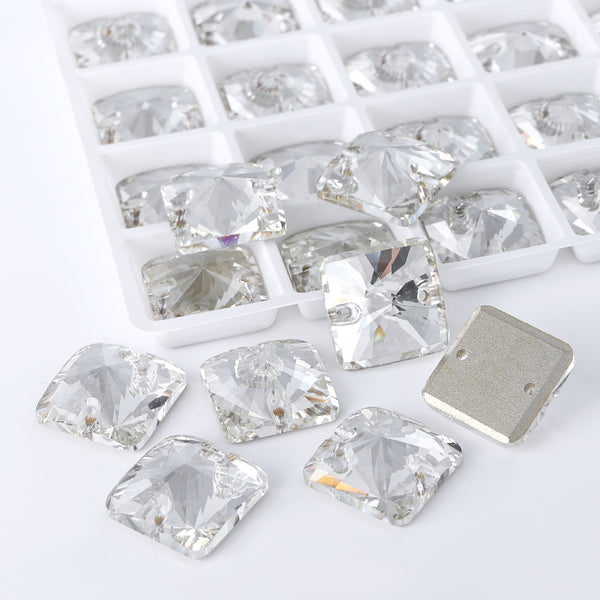 Silver Shade Rivoli Square Shape High Quality Glass Sew-on Rhinestones WholesaleRhinestone
