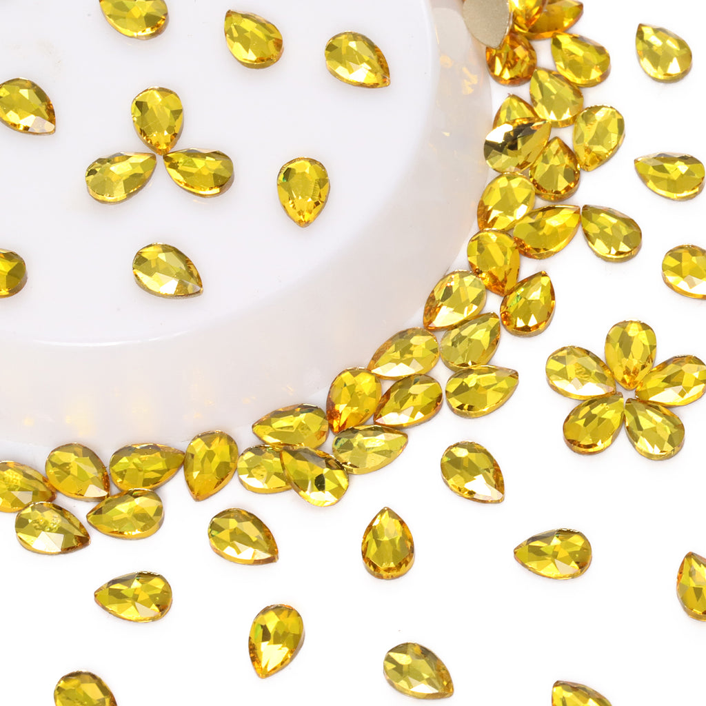 Raindrop Shape Citrine Flat Back Fancy Rhinestones WholesaleRhinestone