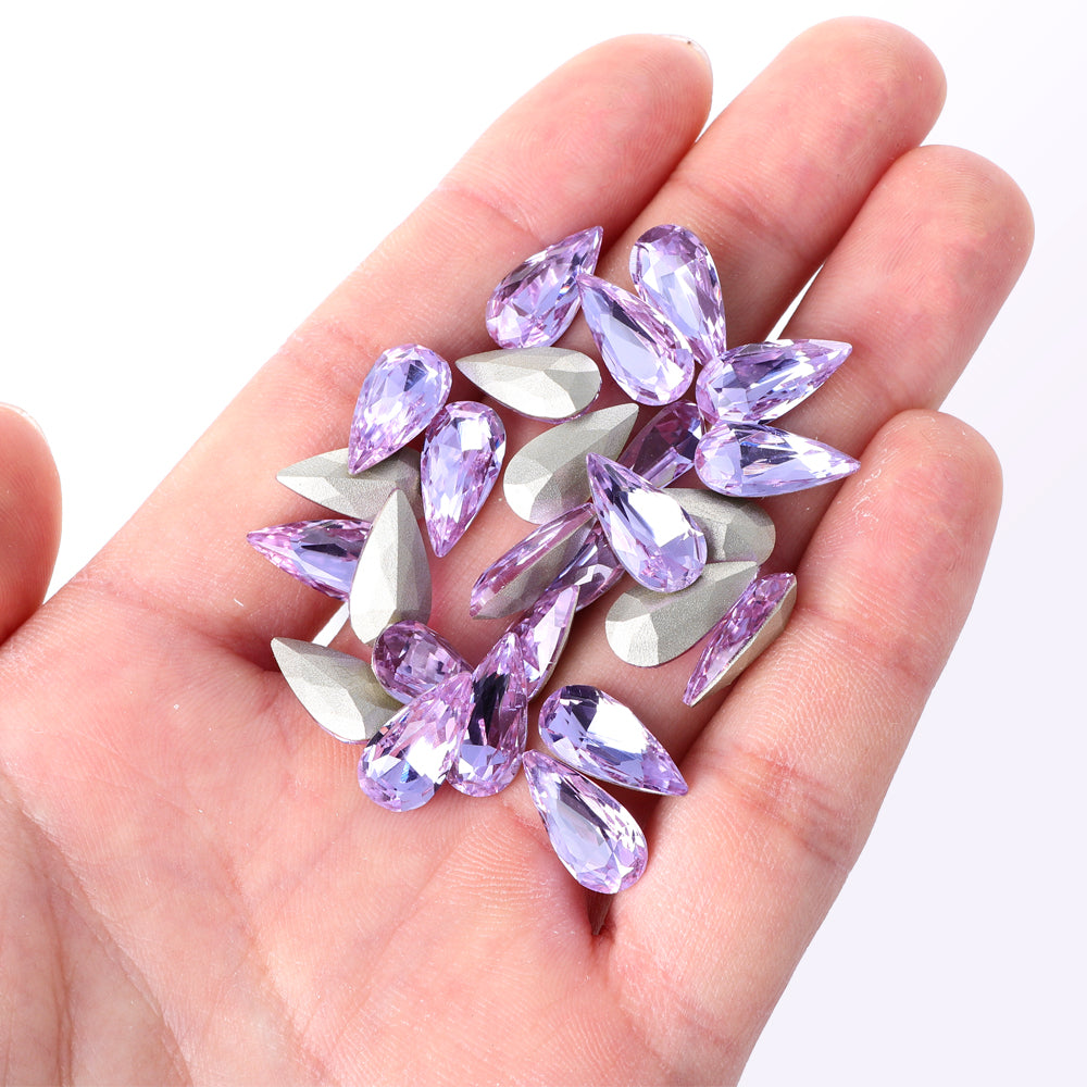 Violet Teardrop Shape High Quality Glass Pointed Back Fancy Rhinestones Secondary image