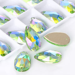 Peridot Shimmer Drop Shape High Quality Glass Sew-on Rhinestones