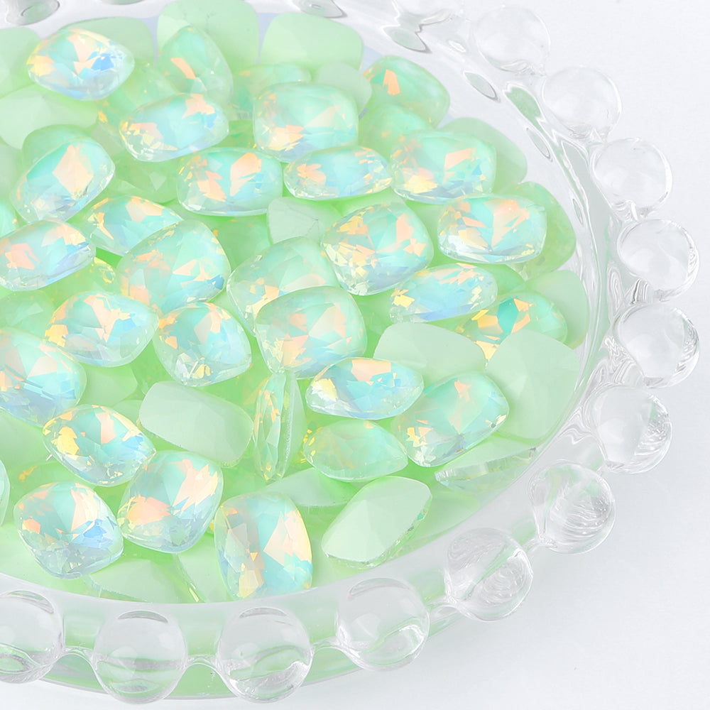 Light Green AM Pillow Shape Glass Pointed Back Fancy Rhinestones WholesaleRhinestone