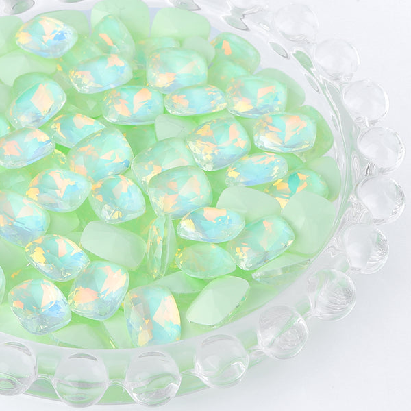 Light Green AM Pillow Shape Glass Pointed Back Fancy Rhinestones WholesaleRhinestone