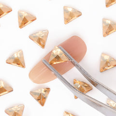 Triangle Shape Golden Shadow Flat Back Fancy Rimnestones