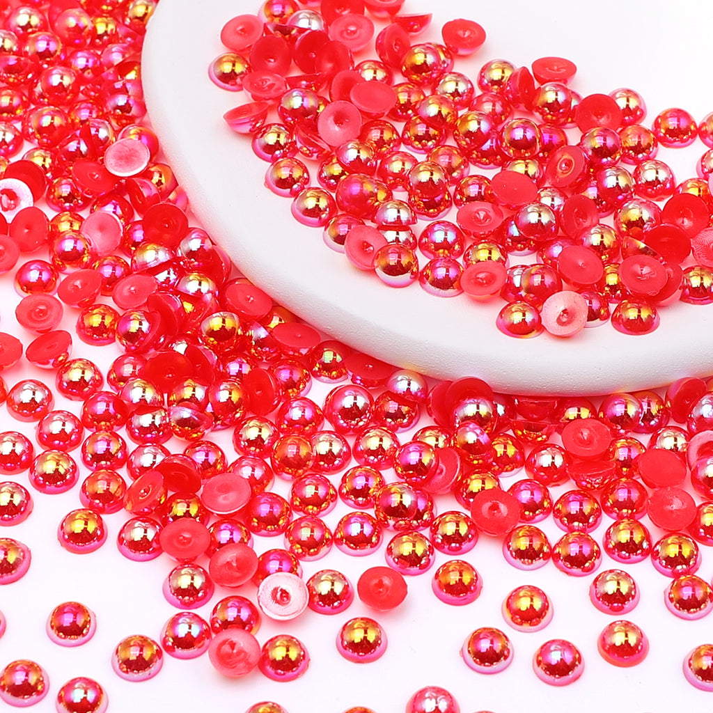 Siam AB Resin Flat Back Pearls Multi Sizes WholesaleRhinestone