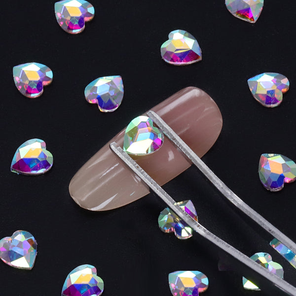 Heart Shape Crystal AB Glass Flat Back Fancy Rhinestones