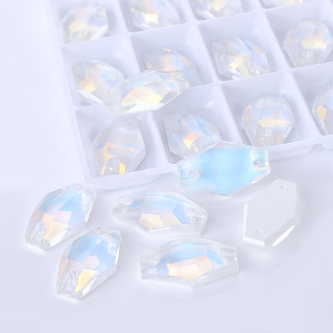 Crystal AM Hexagon Shape High Quality Glass Sew-on Rhinestones