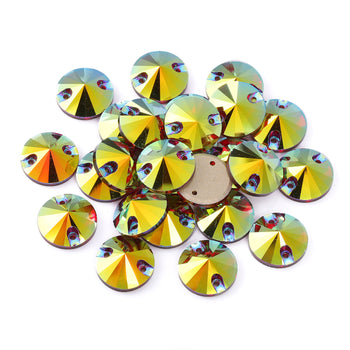 Siam AB Rivoli Shape High Quality Glass Sew-on Rhinestones WholesaleRhinestone