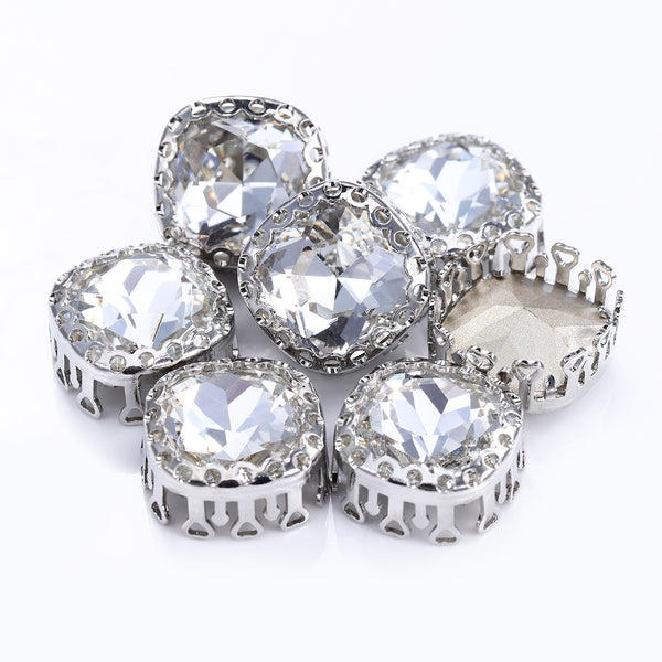 Crystal Cushion Square Shape High-Quality Glass Sew-on Nest Hollow Claw Rhinestones WholesaleRhinestone