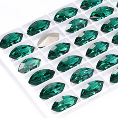 Emerald Navette Shape High Quality Glass Pointed Back Fancy Rhinestones