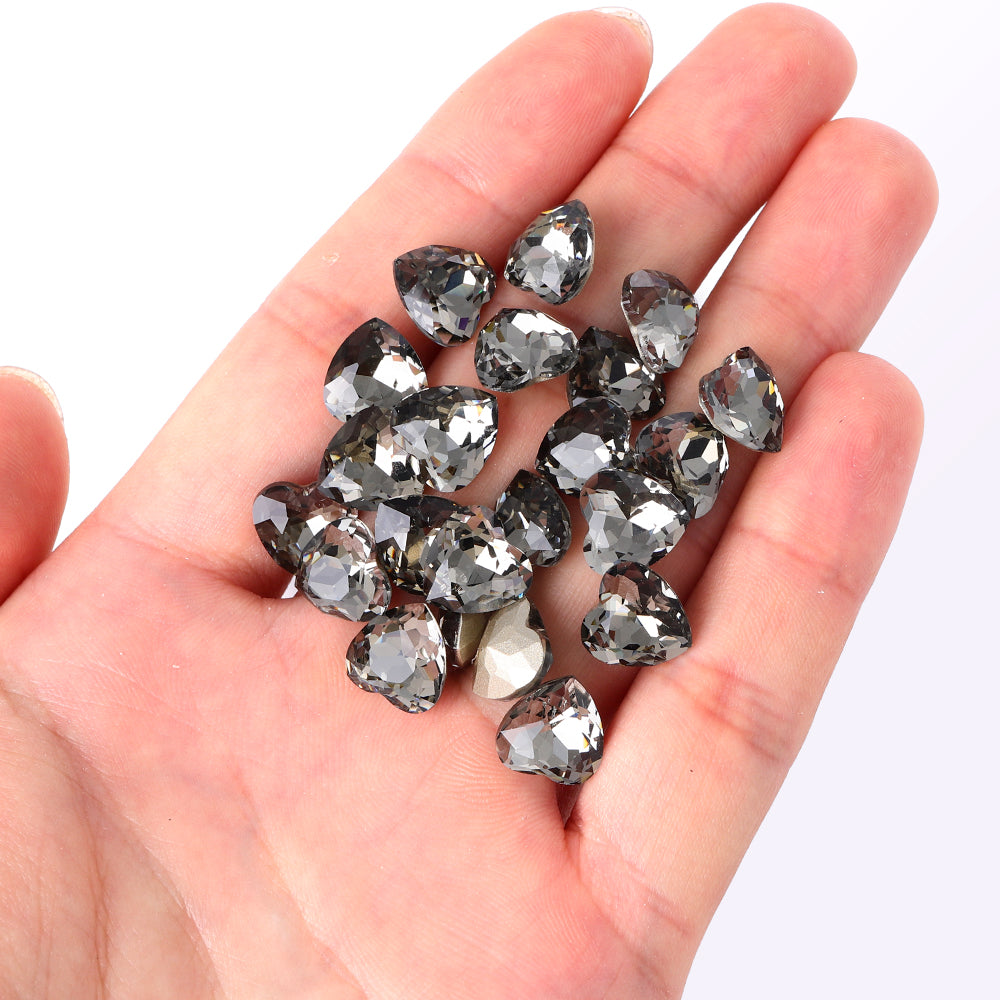 Black Diamond Heart Shape High Quality Glass Pointed Back Fancy Rhinestones Secondary image