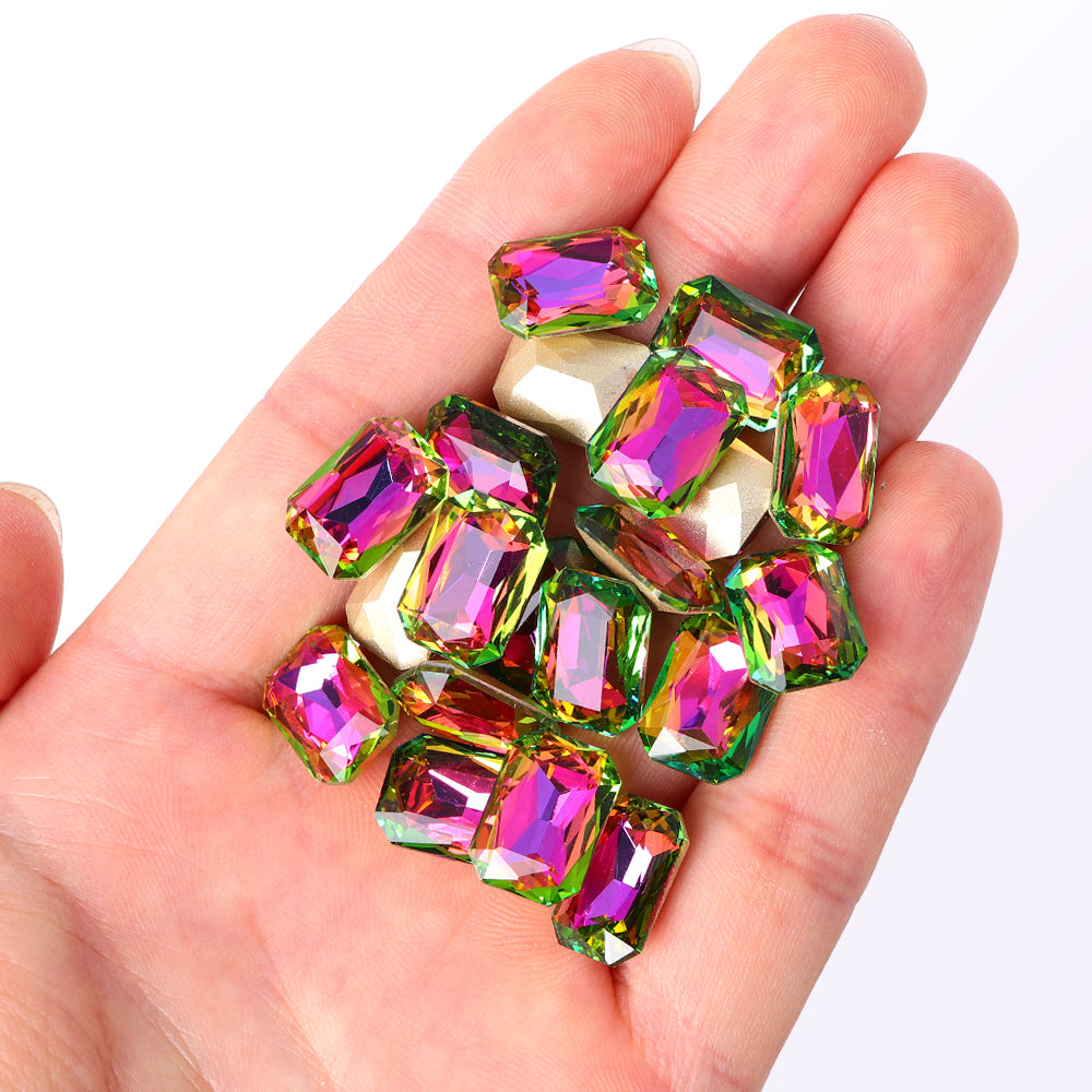 Vitrail Rose Thin Octagon Shape High Quality Glass Pointed Back Fancy Rhinestones Secondary image