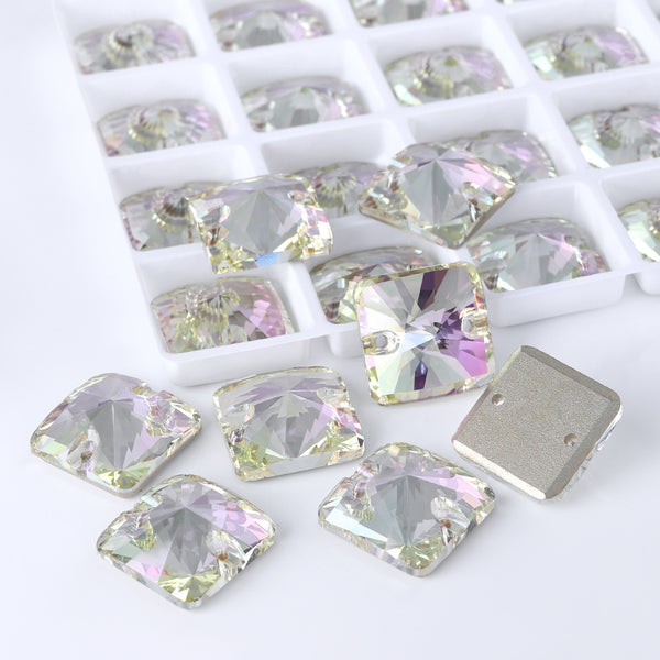 Luminous Green Rivoli Square Shape High Quality Glass Sew-on Rhinestones WholesaleRhinestone
