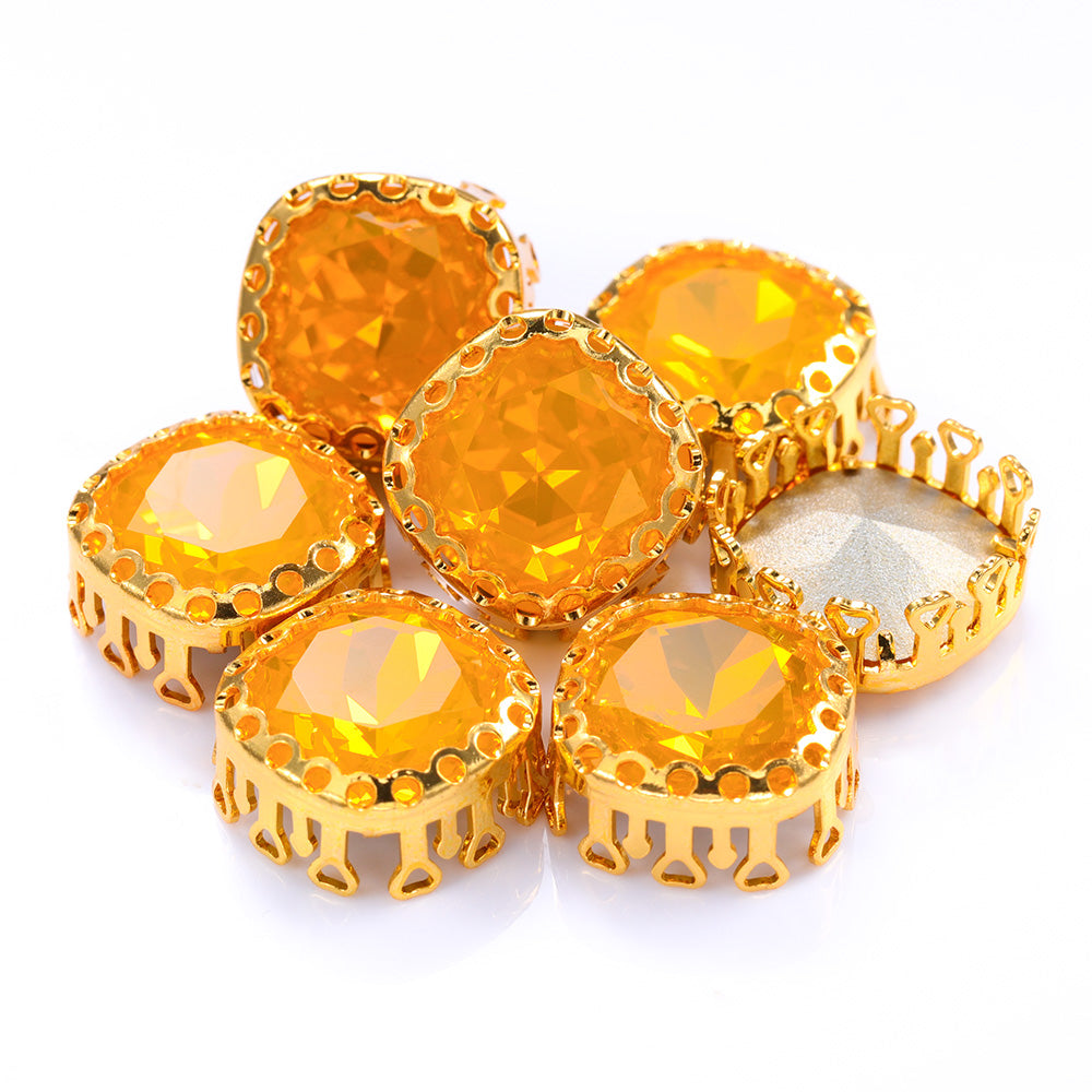 Topaz Opal Cushion Square Shape High-Quality Glass Sew-on Nest Hollow Claw Rhinestones WholesaleRhinestone Main image
