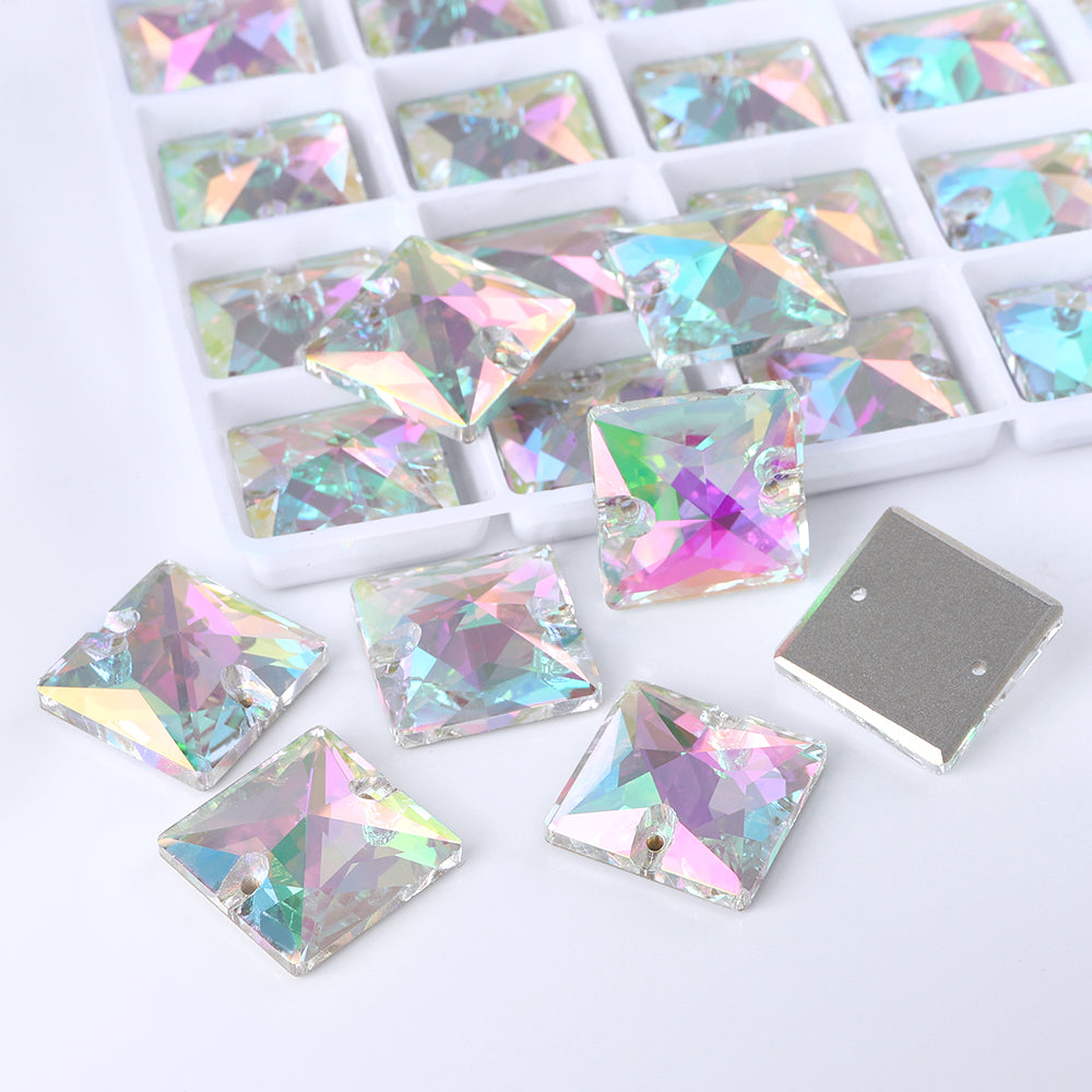 Crystal Phantom Square Shape High Quality Glass Sew-on Rhinestones