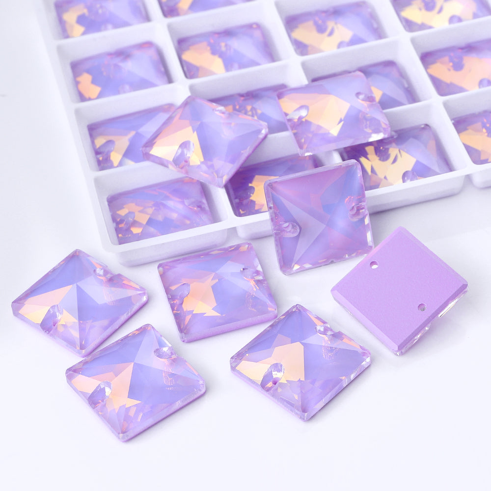 Lavender AM Square Shape High Quality Glass Sew-on Rhinestones WholesaleRhinestone