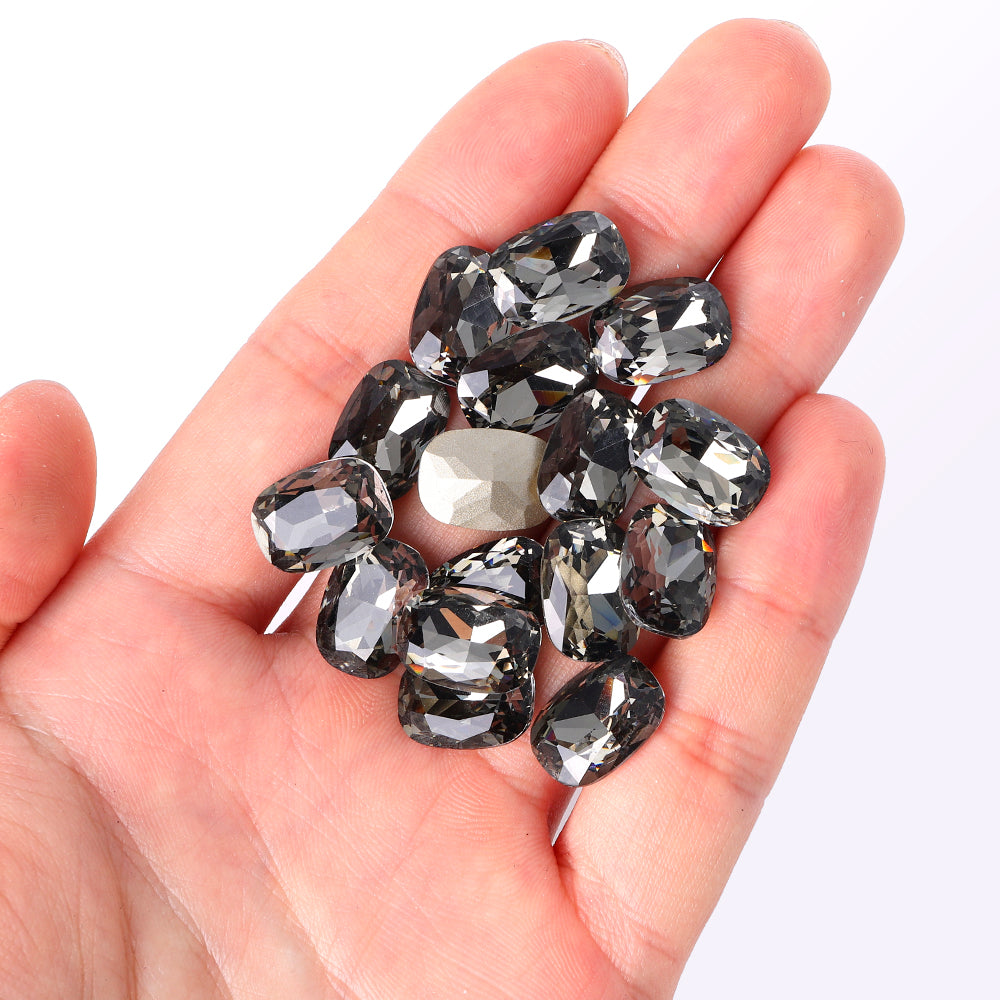Black Diamond Cushion Shape High Quality Glass Pointed Back Fancy Rhinestones Secondary image