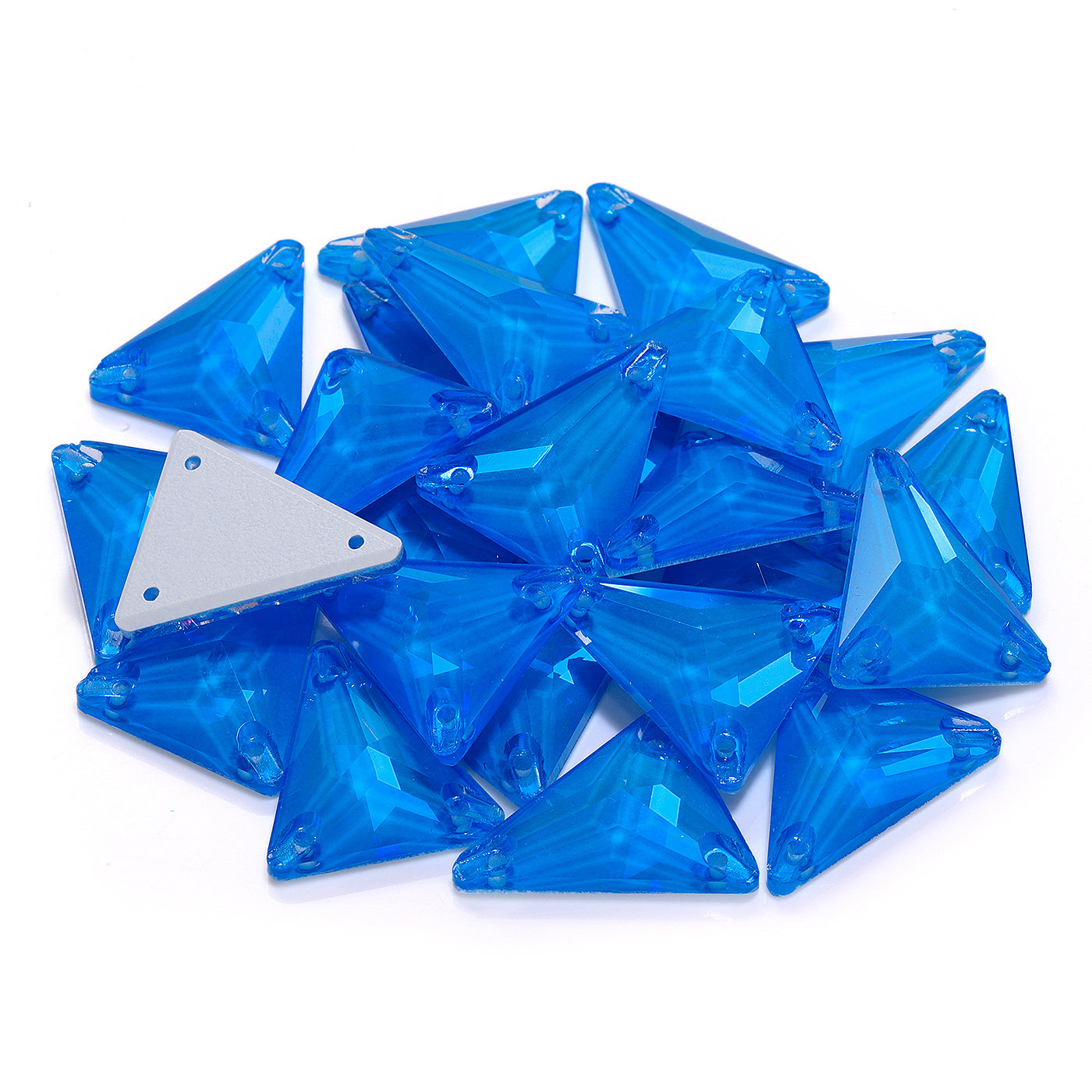 Electric Neon Blue Slim Triangle Shape High Quality Glass Sew-on Rhinestones