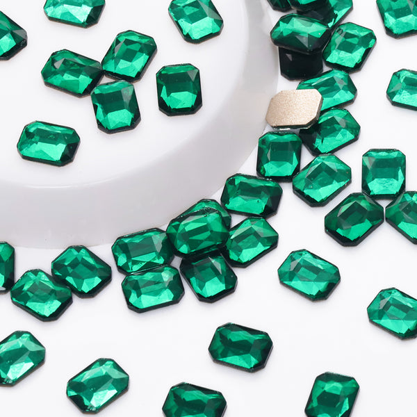 Octagon Shape Dark Green Flat Back Fancy Rhinestones WholesaleRhinestone
