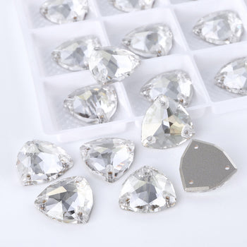 Silver Shade Trilliant Shape High Quality Glass Sew-on Rhinestones WholesaleRhinestone