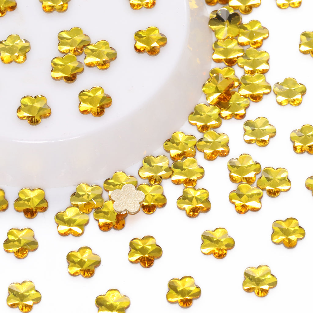 5 leaf plum blossoms Shape Citrine Flat Back Fancy Rhinestones WholesaleRhinestone