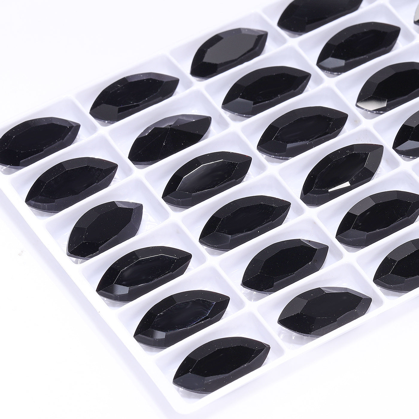 Jet Navette Shape High Quality Glass Pointed Back Fancy Rhinestones Secondary image