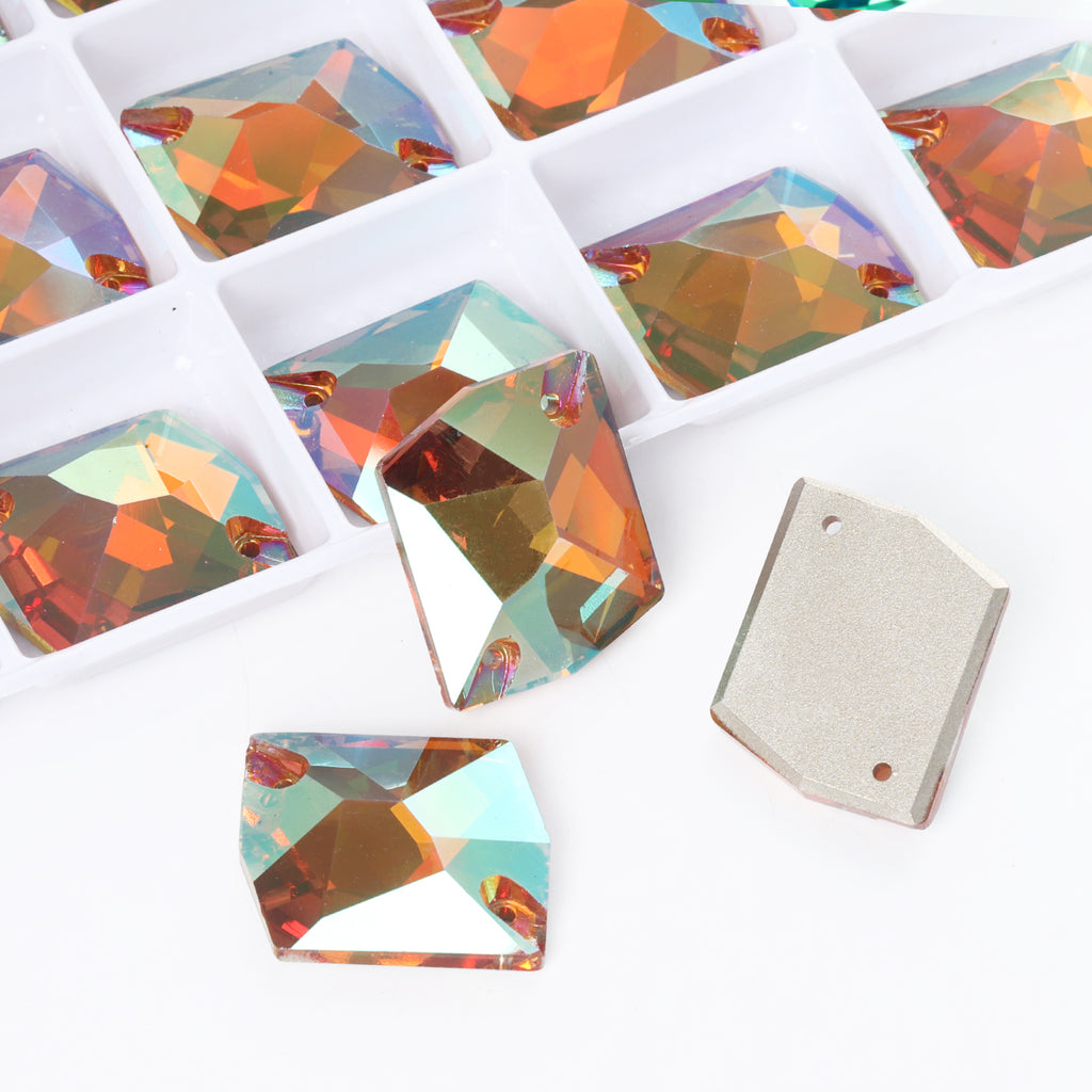 Iridescent Green Cosmic Shape High Quality Glass Sew-on Rhinestones WholesaleRhinestone