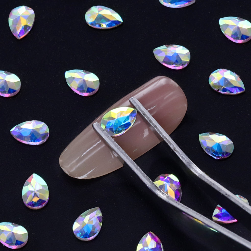 Raindrop Shape Crystal AB Flat Back Fancy Rhinestones