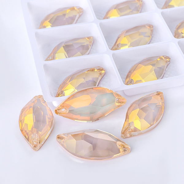 Silk AM Diamond Leaf Shape High Quality Glass Sew-on Rhinestones WholesaleRhinestone